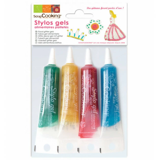 4 Stylos Gels alimentaires pailletés bleu, rose, jaune, vert Top 10 ⌛ 4 Stylos Gels alimentaires pailletés bleu, rose, jaune, vert ???? -Magasin de vente Emile Henry 4 stylos gels alimentaires pailletes bleu rose jaune vert