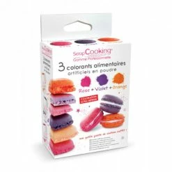 Grosses soldes 🌟 Lot de 3 Colorants Alimentaires en Poudre Orange / Violet / Rose Scrapcooking 🌟
